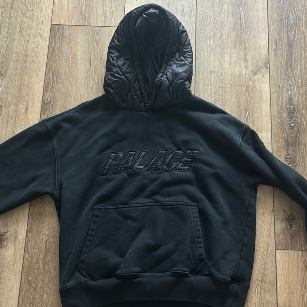 Black Palace Hoodie down hood and down stitched logos